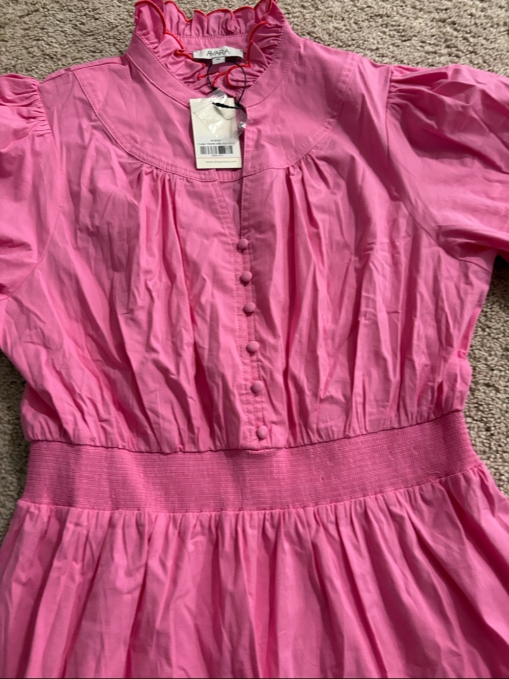 Women’s Pink Tiered Midi Dress with Ruffle Trim - Picture 4 of 7